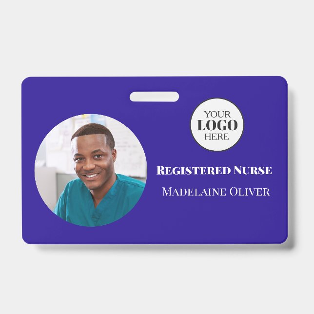 Photo d'identité d'infirmière Badge Logo Bleu Simp (Avant)