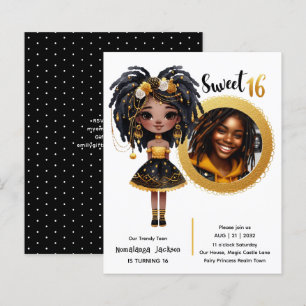 PHOTO Douce 16 Ans Anniversaire Fille Noire Or Noi
