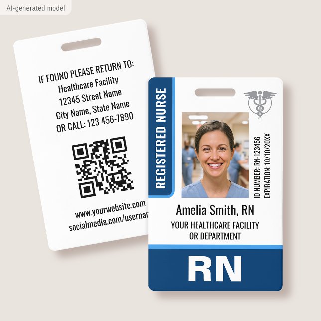 Photo du badge d'infirmière ID Logo RN Employée Mo (Créateur téléchargé)