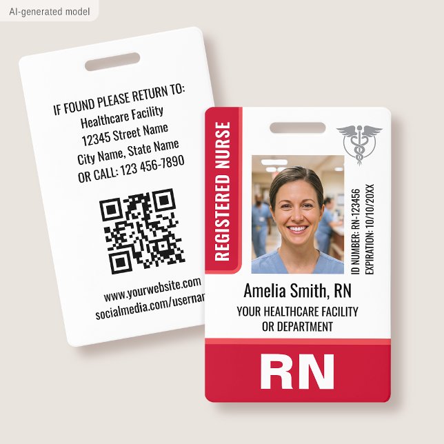 Photo du badge d'infirmière ID Logo RN Employée Mo (Créateur téléchargé)