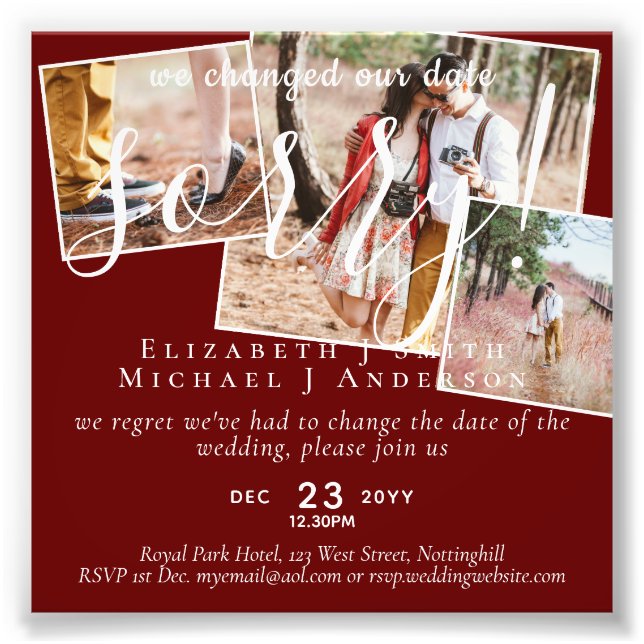 PHOTO du budget Changement de plan Nouvelle date r (Devant)