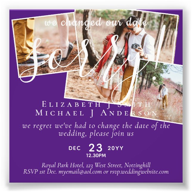 PHOTO du budget Changement de plan Nouvelle date r (Devant)