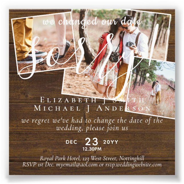 PHOTO du budget Changement de plan Nouvelle date r (Devant)