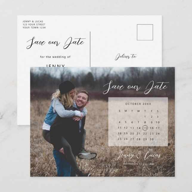 Photo du calendrier Enregistrer la date Invitation (Devant / Derrière)