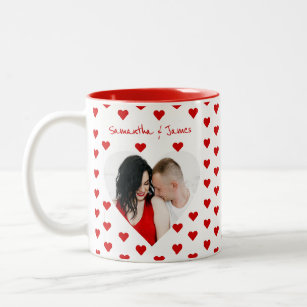 Photo du coeur personnalisée & nom du couple mug