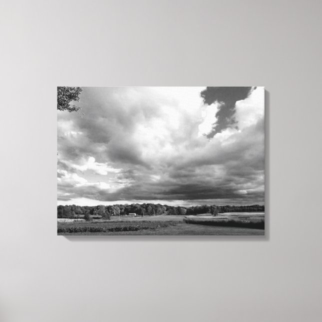 Photo du pays noir et blanc sur toile (Recto)
