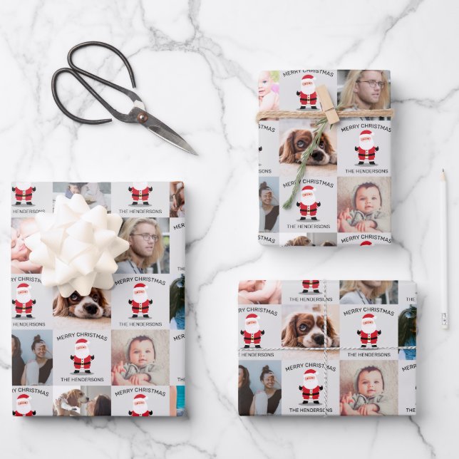 Photo du Père Noël Feuilles papier enveloppant Noë (Recto)