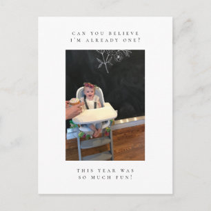 photo du premier anniversaire merci carte postale