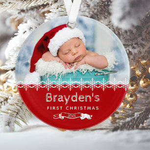 Photo du premier Noël de bébé Rouge