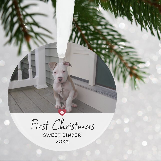 Photo du premier Noël de chiots (Puppies First Christmas Photo Ceramic Ornament)