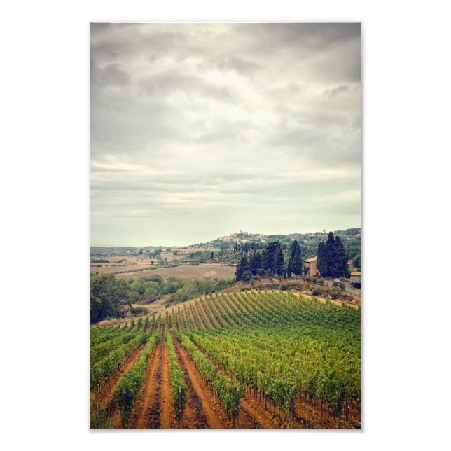 Photo du vignoble toscan avec ciel sombre (Devant)
