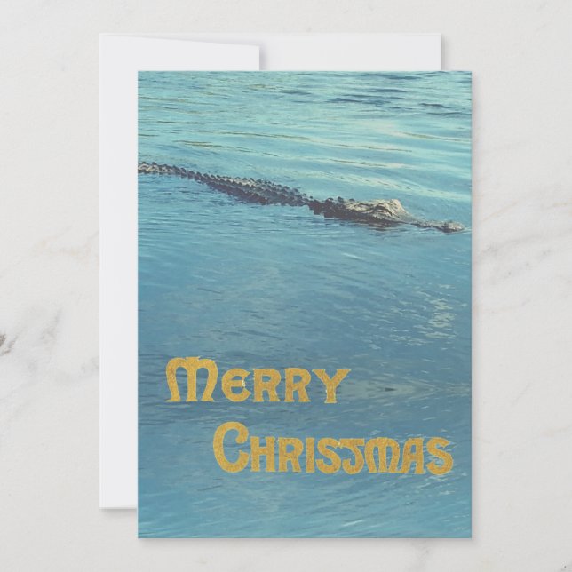 Photo d'un alligator dans l'eau carte de Noël (Devant)