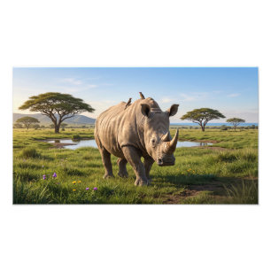 Photo d'un rhinocéros massif parcourant les plaine