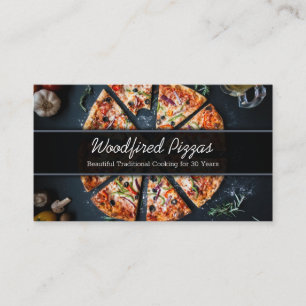 Photo d'une pizza sur l'ardoise - Carte de visite