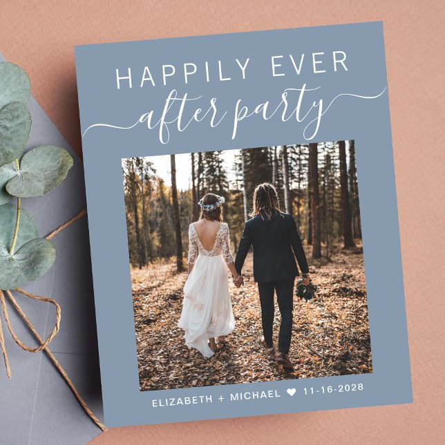 Photo Dusty Blue Wedding Réception Invitation (Your love story deserves a grand celebration!)