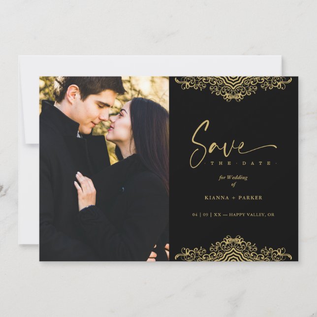 Photo Elegant Fake Golden Filigree Wedding (Devant)