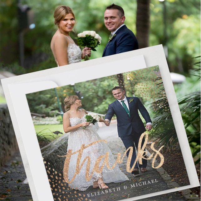 Photo Elégant mariage Gold Carré Merci (Créateur téléchargé)