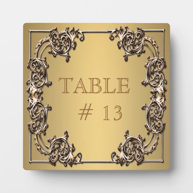 Photo Élégant numéro de table Gold sur plaque robuste (Devant)
