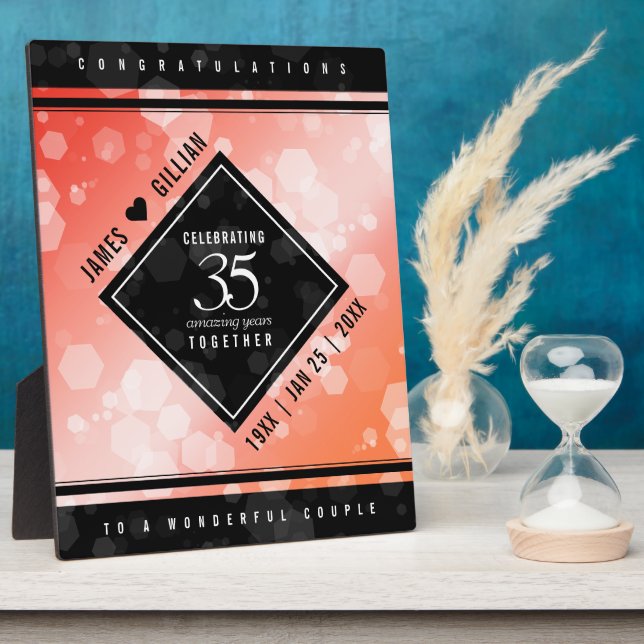 Photo Elégante 35ème Plaque du Mariage Coral Anniversair (Côté)