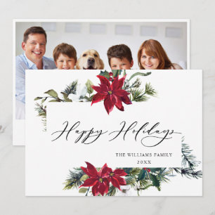 PHOTO Élégante Carte de Vœux de Noël au Poinsettia
