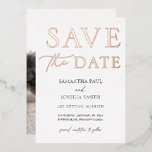 Photo élégante Enregistrer la date Foil Invitation