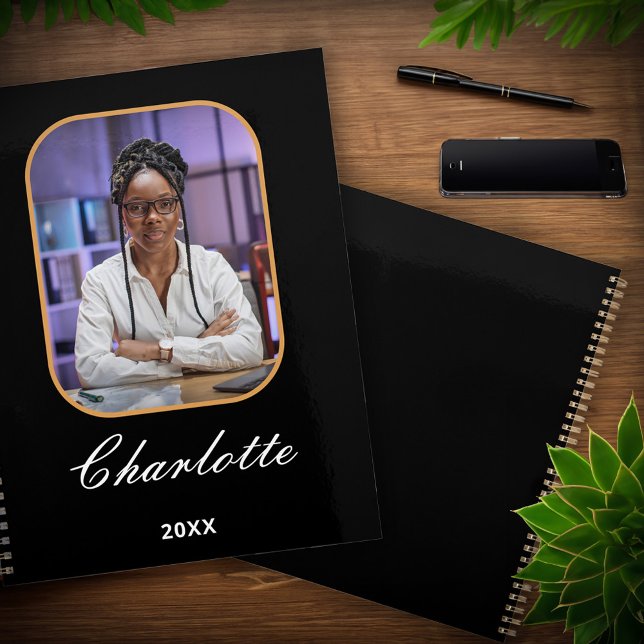 Photo Élégante moderne Stylish Black Personnaliser (Modern Elegant Photo Stylish Black Personalize Planner is great to use everyday or give as a gift. )