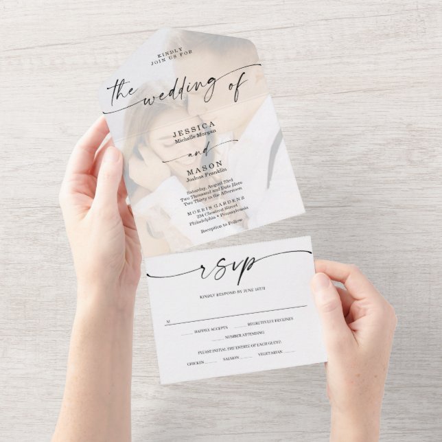 Photo Élégante Photo Tout En Un Faire-part de mari (Déchirure)