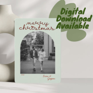 Photo en arc rouge joyeux carte de Noël