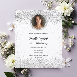 Photo en argent blanc diamants invitation