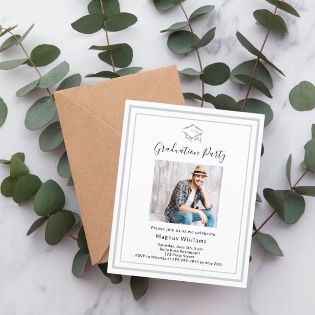 Photo en argent blanc Invitation du Graduation Par (Créateur téléchargé)