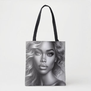 Photo en noir et blanc d'une femme sur un sac à pr