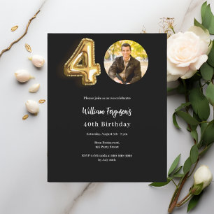 Photo en or noir 40e anniversaire invitation