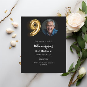 Photo en or noir 90e anniversaire invitation