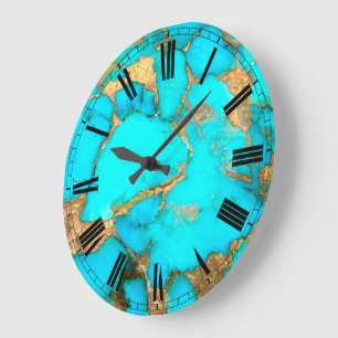 photo en pierre turquoise grande horloge