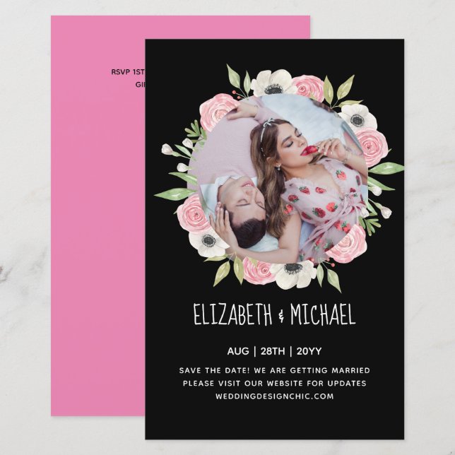 PHOTO Engagement Invitations de parties Annonces (Devant / Derrière)