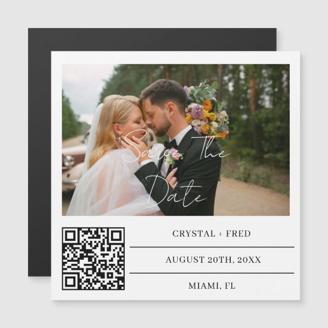 Photo Enregistrer l'aimant Date avec code QR (Devant / Derrière)