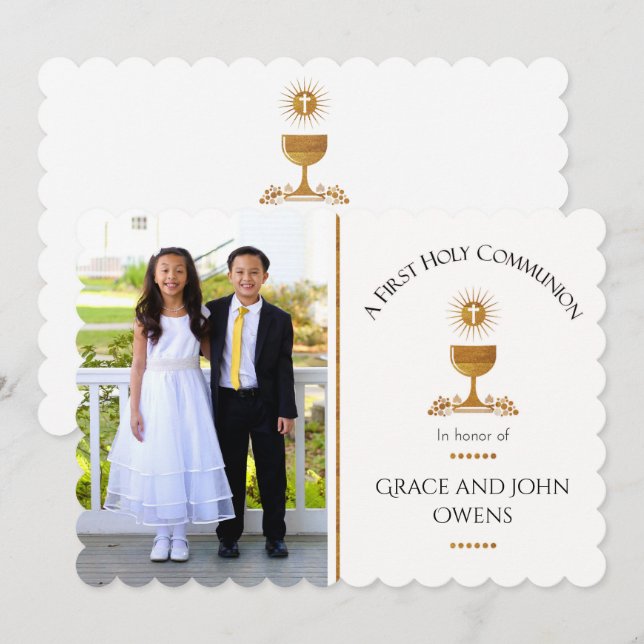 Photo et Chalis Première communion Invitation - Tw (Devant / Derrière)
