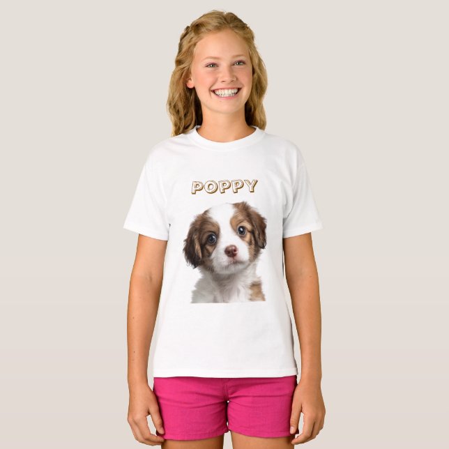 Photo et nom de chien personnalisé T-shirt enfant (Devant entier)