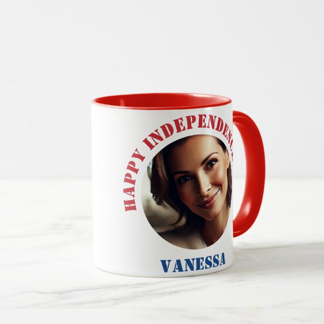 Photo Et Nom Personnalisés 4 juillet Mug (Devant droit)