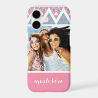 Photo et nom personnalisés motif coloré Tribal azt