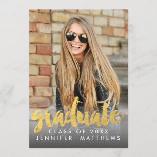 Photo Faire-part de diplôme Gold Faux Carte Foil