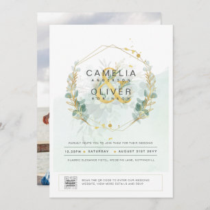 Photo Faire-part de mariage Botanique Vert Or