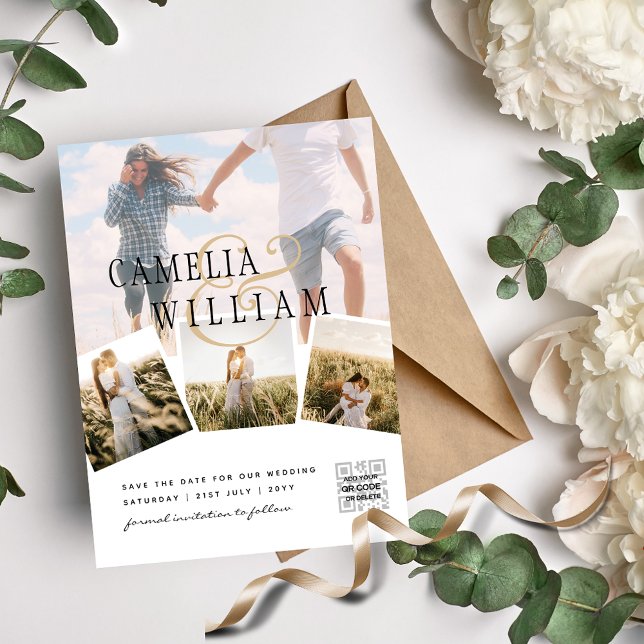 Photo Faire-part de mariage classique blanc modern (Créateur téléchargé)