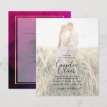 PHOTO FAIRE-PART DE MARIAGE Magenta Purple Gold IN