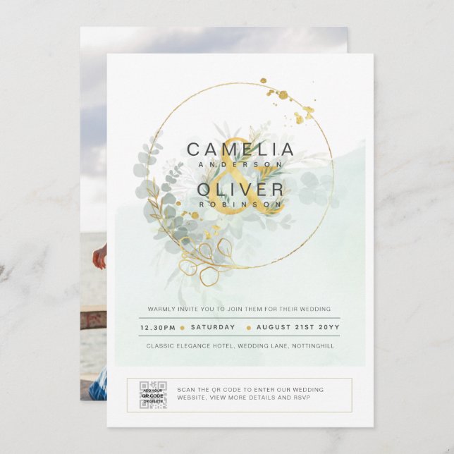 PHOTO Faire-part de mariage QR CODE (Devant / Derrière)