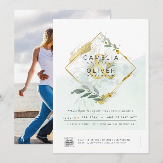 PHOTO Faire-part de mariage QR CODE (Devant / Derrière)