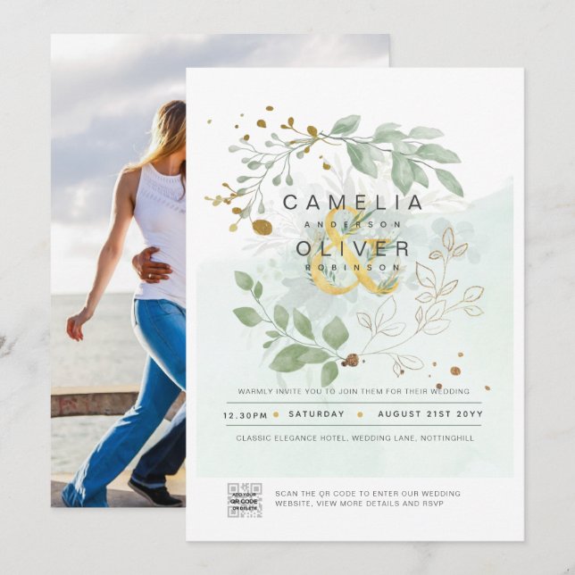 PHOTO Faire-part de mariage QR CODE (Devant / Derrière)