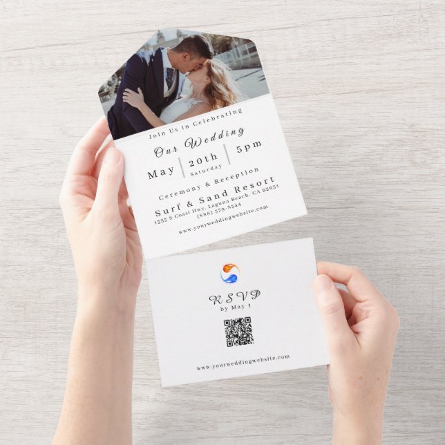 Photo Faire-part de mariage-QR Code-Twin Flames- (Déchirure)