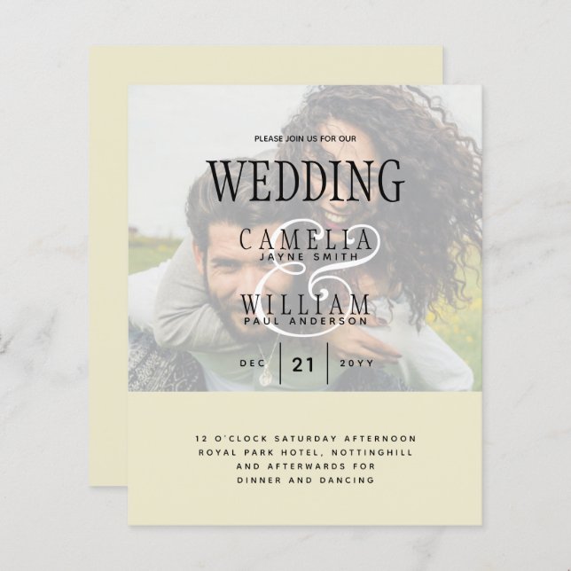 PHOTO FAIRE-PART DE MARIAGE superposition Texte bu (Devant / Derrière)