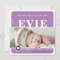 PHOTO FAIRE-PART DE NAISSANCE coeur tache pourpre